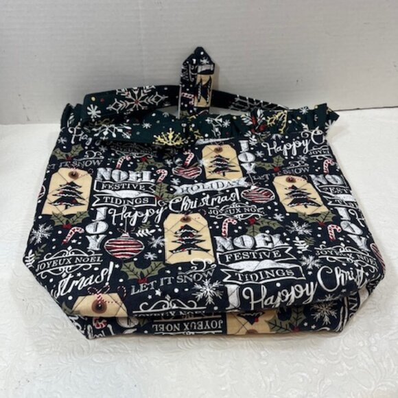 Handmade Winter Fabric Button Closure Cotton Tote Handbag w/Eyeglass Case NEW - Picture 3 of 10